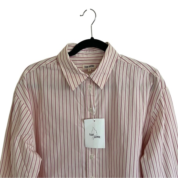 Djerf Avenue Poplin Classic Shirt Pink Stripe NWT Medium - Picture 3 of 9